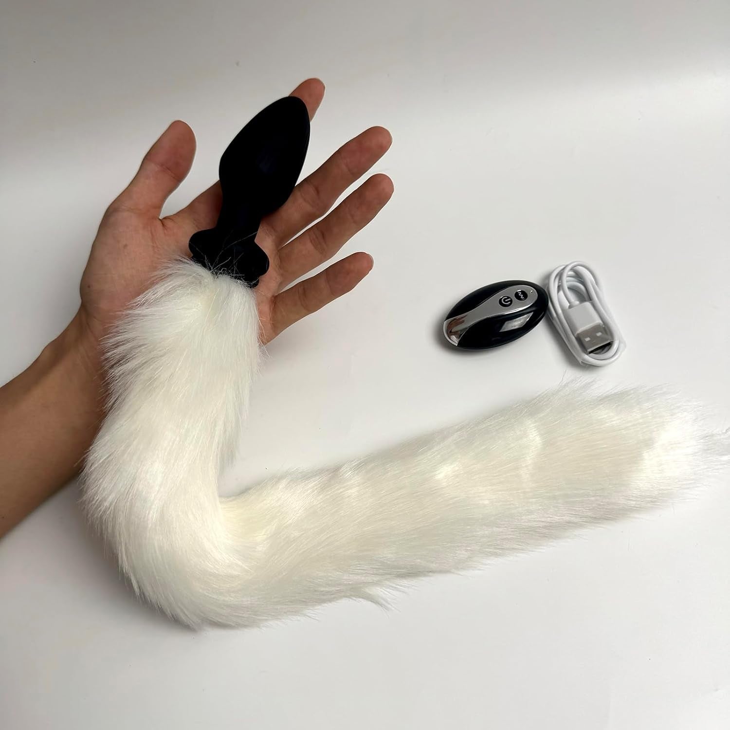 FrostPulse Remote Control Fox Tail Vibrating Anal Plug - SinfulX - 