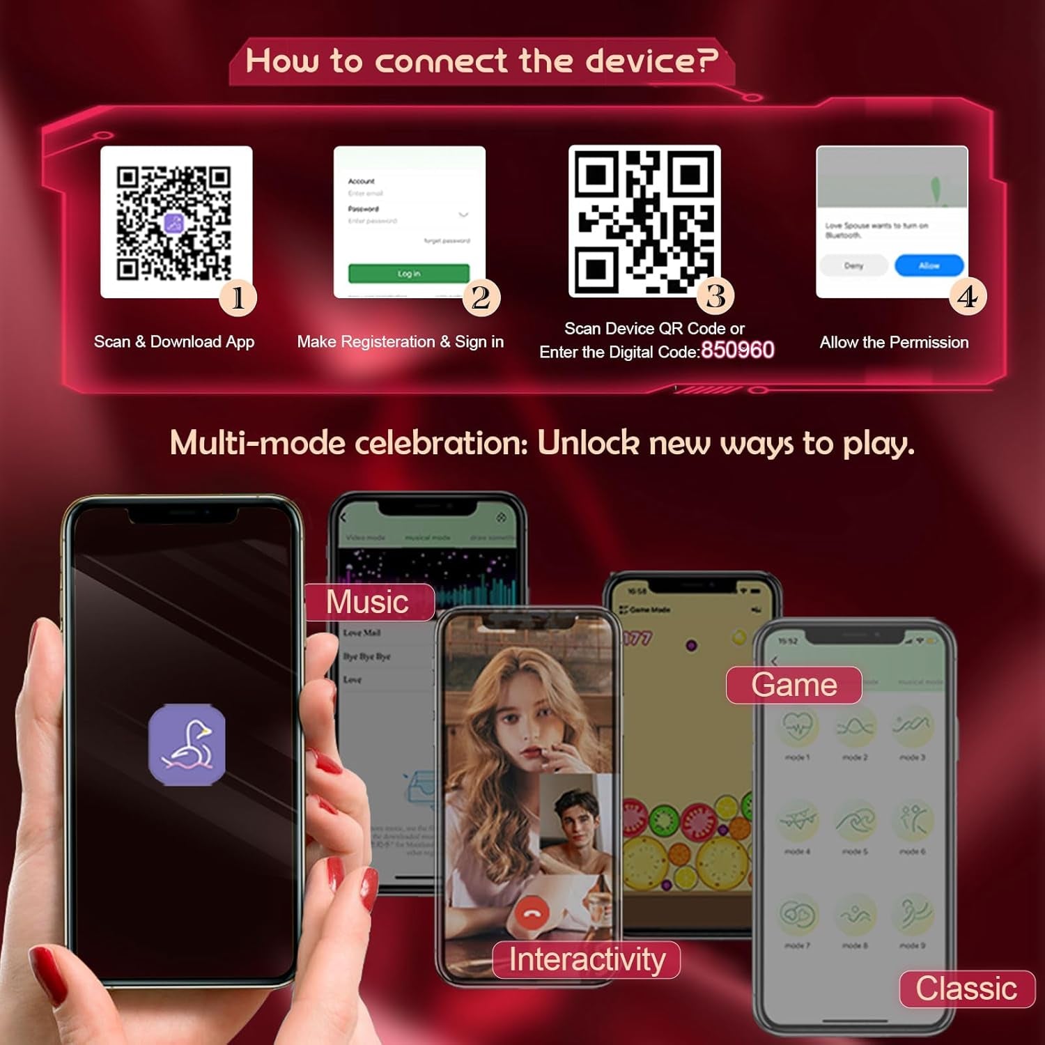 Couples App Remote Control Wearable Vibrator, Couple Women Adult Sex Toys, Long Distance Panty Vibrator with Rabbit Stimulator for G Spot Clitoral Penis Pleasure,  Female Kinky Sex Toy Game