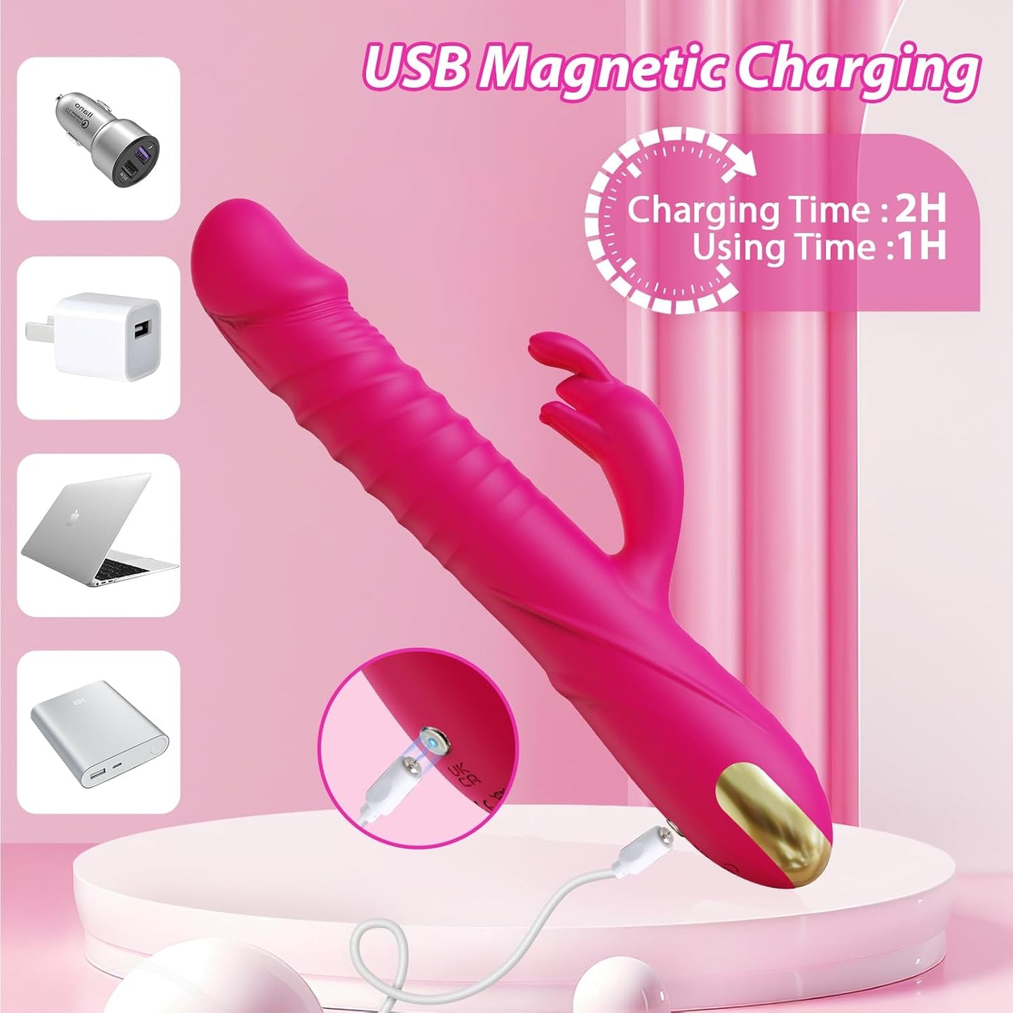 Thrusting Dildo Vibrators Sex Toys for Women - Dildos Adult Toys G Spot Rabbit Vibrator with 3 Thrust and 10 Vibrate Modes, Silicone Clitoral Stimulator Sex Toy for Solo and Couples Pleasure